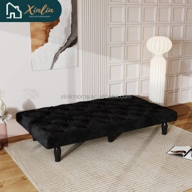 66\" Modern Black Velvet Sofa Bed with Reclining Feature Transform Seamlessly for Family Living or Bedroom Free Shippingcolor: Baby Pink +Velvet+ 3 Seat