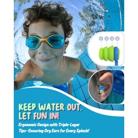 Hearprotek Swimming Ear Plugs for Kids, 2 Pairs Reusable Silicone Waterproof earplugs for Small Ear canals Toddlers∣Child Ear Protection for Swim Ear,Shower,Bath,Pool and Water Sports (3-12yrs)