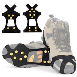 Non-Slip Shoe Spikes, Crampons, Shoe Spikes Snow and Ice Anti-Slip, Shoe Claws with 10 Teeth, Ice Grips Cleats, Ice Spikes for Men and Women, Winter, Outdoor Sports, Hiking, Ice Fishing