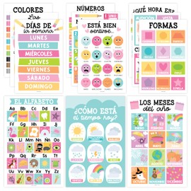 12 Colorful Spanish Classroom Decorations - Spanish Classroom Posters Elementary, Spanish Posters for Classroom, Posters in Spanish Alphabet, Abecedario para Niños En Español, Spanish Class Posters