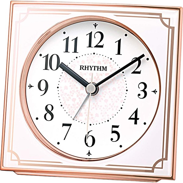 RHYTHM 4RL437SR13 Alarm Clock, Radio Clock, Electronic Sound, Light, Interior, Pink, 4.3 x 4.4 x 2.5 inches (11 x 11.3 x 6.4 cm)