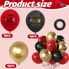 50th Birthday Balloons 12pcs Red Black and Gold Happy 50th Birthday Latex Confetti Balloons Red Black and Gold 10 Year Old Party Balloons for Men Women Birthday Celebration Decoration