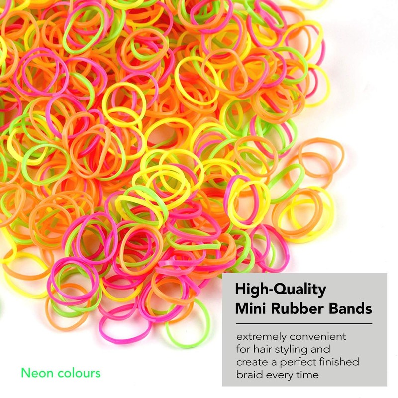EXTRA STRONG 500 Mini Hair Rubber Elastics Multi Pack for