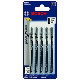 Bosch T244D3 4" 6 TPI T-Shank Jig Saw Blades (5 Piece)