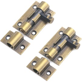 MY MIRONEY Heavy Duty 1.5 Inch Gate Latch (2 Pack) - Brass Sliding Barrel Bolt Lock for Wooden Fence and Barn Door & Cabinets with Anti-Rust Coating & Security Screws, Antique Bronze