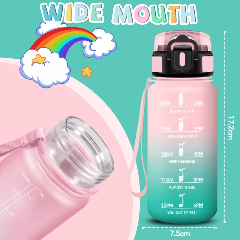Children's Drinking Bottle, 500 ml, Drinking Bottle with Straw, Leak-Proof,
