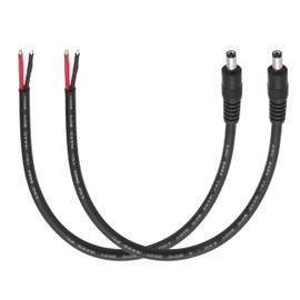 Jienk 2Pcs 1FT 14AWG 15A 12V DC Power Pigtails Cable, 5.5mm x 2.1mm Male Barrel Jack Plug to Bare Wire Open End Repair Cable for CCTV Security Camera,DVR,LED Strip Light Power Supply Replacement