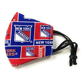 N.Y. R A N G E R S (adjustable elastic) Kids Size Triple Layer Face Mask 100% Cotton Washable/Reusable