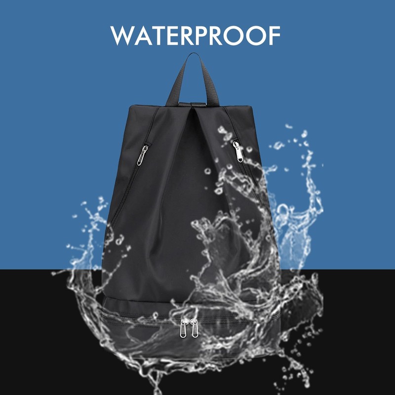 Drawstring Backpack Waterproof with Mesh PocketsString Bag Sackpack Nylon Gym