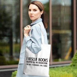 Book Lovers Gifts Funny Tote Bag Bookish Gifts Reusable Grocery Bags Book Club Gifts Librarian Gifts for Readers Women Sister Best Friend Niece Beach Bag Weekender Bag for Christmas Boss Day Birthday