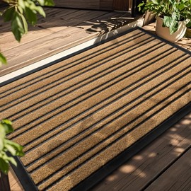 BEHERO Door Mat Outdoor Entrance, Extra Durable Front Door Mat Outside, Heavy Duty Welcome Mat for Outside Entry, Back Door Mats Non Slip, Waterproof All-Season Doormats, 30.5x17 Inch, Yellow