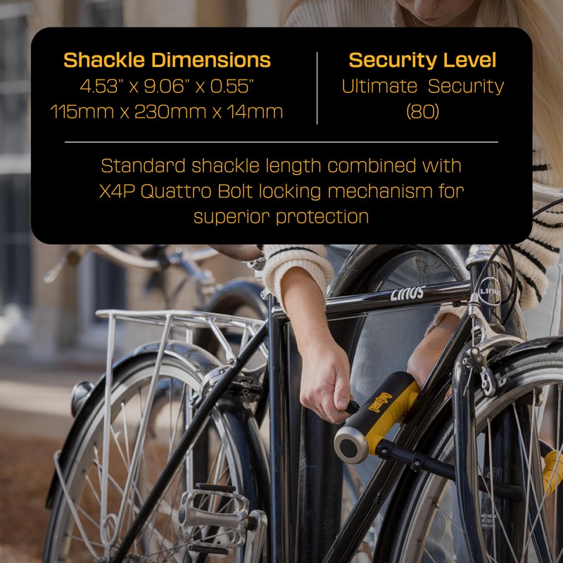 OnGuard Pitbull STD U-Lock, Black, 4.53 x 9.06-Inch