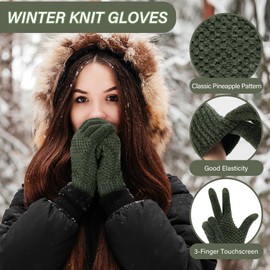 FZ FANTASTIC ZONE Womens Winter Gloves with Touchscreen Warm Chenille Knit Thermal Gloves for Women Cold Weather Gifts