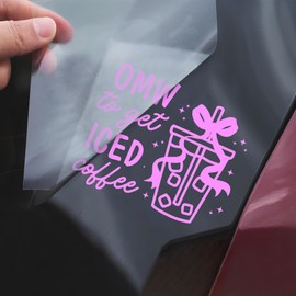 On My Way to Get Iced Coffee Car Decal Funny Coffee Lovers Girly Positive Humor Decals,Car Fuel Tank Cap Sticker, Window Bumper Stickers, Vinyl Waterproof 5 Inch Decal Gifts for Mom Dad Friend