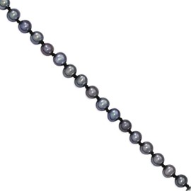 14K Yellow Gold 4-5mm Black Near Round Freshwater Cultured Pearl Bracelet