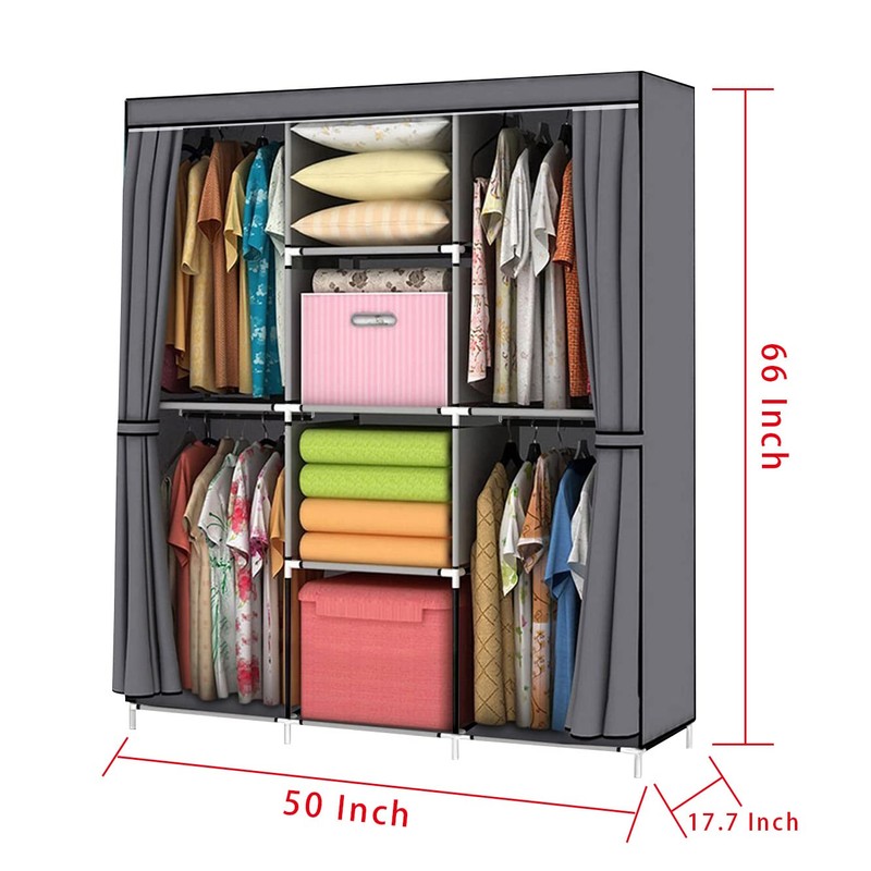 YOUUD Portable Clothes Storage Closet Organizer - Gray