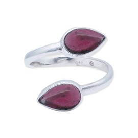 mantraroma Ring 925 Silver Stone Adjustable Gemstone Real Silver Women's Sterling Silver Gift (MRV-087), Silver Gemstone, Garnet