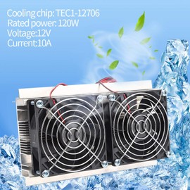Portable Cooling Module 12V 10A 120W , Semiconductor Refrigeration Kit Dual core , Thermoelectric Peltier Cooling System TEC1 12706 Cooling Chip , for Plate Cooling , Test Bench , Small Space