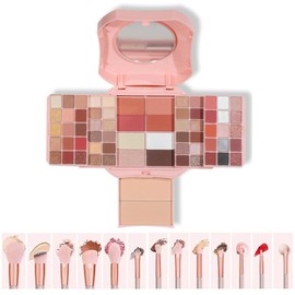 Kit de combinación de paletas de maquillaje profesionales, que incluye paletas de sombras de ojos profesionales de 64 colores y 13 juegos de cepillos 