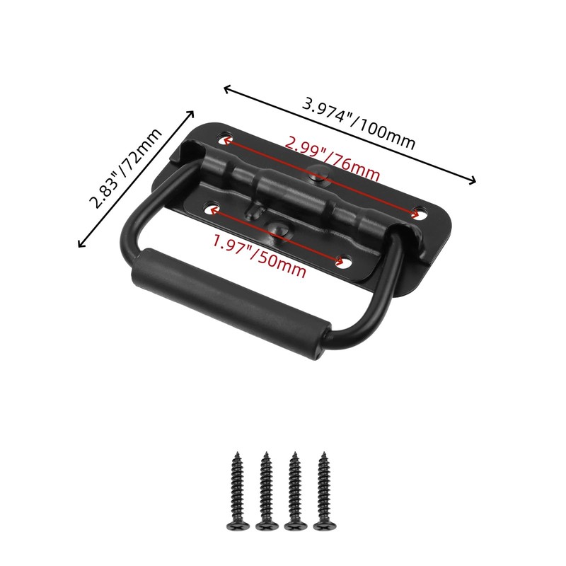 Bitray 4Pcs Spring Loaded Handles Heavy Duty Chest Handles Foldable