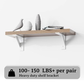 SPOROOT White Shelf Bracket, Shelf Bracket, Heavy Duty Shelf Brackets, Right Angle Design, Triangular Support Angle Shelf, Shelf Bracket, Rustic, 100 x 150 mm, Set of 4