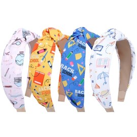 BAHABY Teacher Headbands for Women 4 PCS Knotted Wide Headbands Teacher Appreciation Gifts Back to School Supplies