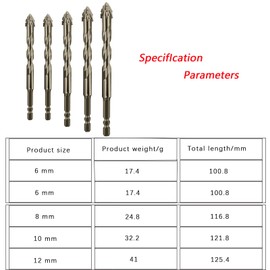 High Strength Eccentric Twist Drill Bit,for Stone,Glass,Concrete,Wood,Brick,Metal,Four Blade Serrated Drill Bit Set(6/6/8/10/12mm)