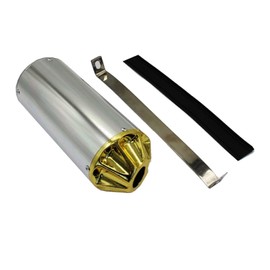 TDR 28mm Gold Alloy Exhaust Muffler for 125cc 140cc 150cc Pit Trail Dirt Bike, Includes Clamp, Fits 50cc to 200cc 4-Stroke Dirt/Pit Bikes