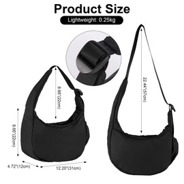 HUA ANGEL Handbag, Women's and Girls' Lightweight Halfmoon Bag, Crossbody Bag with Multiple Pockets, Small Hobo Bag, Handbag for Shopper Music Festival Theatre, black