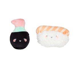Pearhead Pet Interactive Plush, Chew, and Catnip Sushi & Soy Sauce Cat Toys, Set of 2, Owner Playtime Accessory, Must Have Kitten Accessories