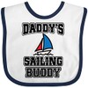 inktastic Daddy Sailing Buddy Sailboat Baby Bib White and Navy