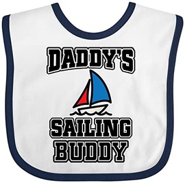 inktastic Daddy Sailing Buddy Sailboat Baby Bib White and Navy 3a467