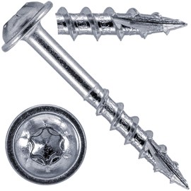 #7 x 1-1/4" Pocket Hole Torx/Star Head Screws COARSE Thread - - Torx/Star Drive Pocket Hole Screws for Cabinetry & Furniture. - T-20 Torx Screw Head (5 POUNDS - 844 Approx. Screw Count)