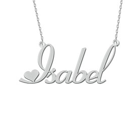 Women Jewelry Name Necklace Silver Heart Best Friend Women Girl Gifts for Her Isabel