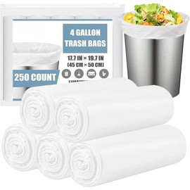 Small Trash Bags 4 Gallon - 100 Count 4 Gallon Trash Bag, Small Garbage Bags for Office Bedroom Bathroom Trash Bags,White 4 Gal Small Trash Can Liners Household Star - Size: 50 Count (Pack of 5)