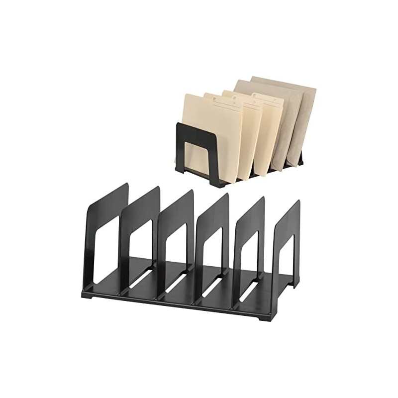 Merangue File Document Paper Sorter, 5 Compartments, Black, Pack of