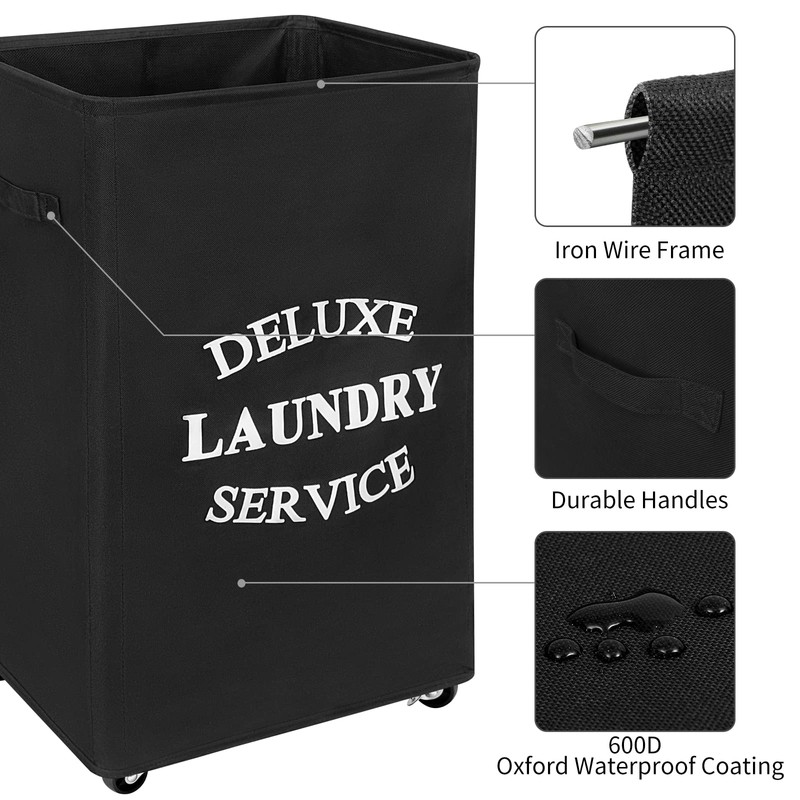 WOWLIVE Large Rolling Laundry Basket Wheels 90L Collapsible Tall Laundry