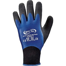 12 Pairs Latex Coated Gloves Optiflex * Winter Cold Protection Aqua Guard * Dark Blue/Black