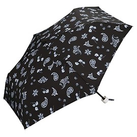 Wpc. 2777-013-002 Rain Umbrella, Paisley Paint, Mini, Black, Folding Umbrella, 19.7 inches (50 cm), Women's, For Rain or Shine, Retro, Stylish, Cute,