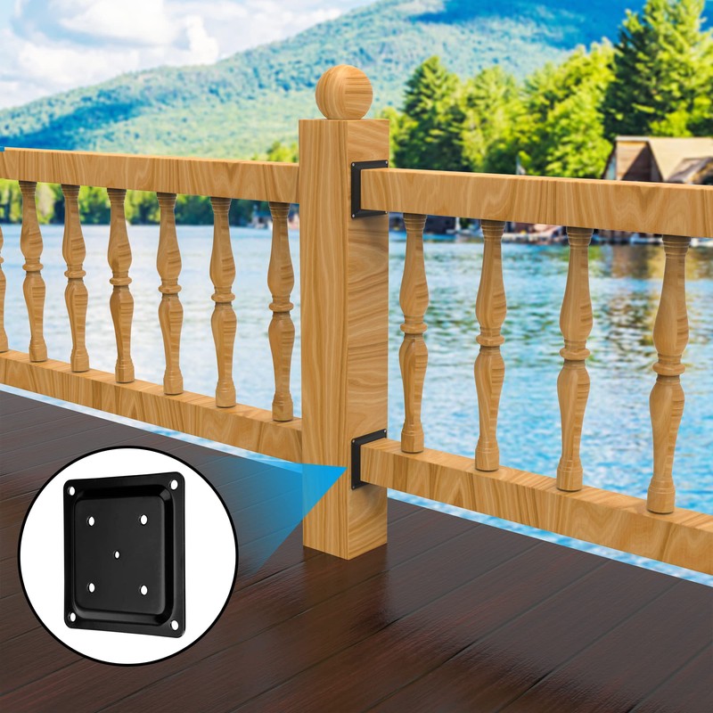 4 Pcs Wood Post Plate Connector, 4" x 4" Wood