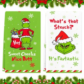 Lets Joy Christmas Kitchen Towels, Pack of 2 Christmas Microfibre Cloths, Christmas Towels, Colourful Cartoon Towels, Christmas Decoration, Kitchen Towels, Home Decoration, Party Gifts, 43 x 66 cm