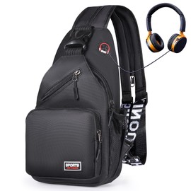 Geestock Crossbody Sling Bag for Men & Women,Convertible Cross Body Bag Shoulder Backpack with Adjustable Strap, Shoulder Chest Sling Bag Waterproof,Casual Daypack for Hiking,Cycling,Travel - Black