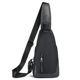 Aucuu Men's Shoulder Bags, Anti-theft Sling Bag, Lightweight Travel Chest Bag with USB Charging Port for Traveling, Outdoor, Sports - Black（16 * 6 * 31cm）