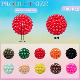100 PCS 20mm Pearl Beads Bubblegum Beads for Pen Detachable Colorful Pearl Bubble Bead Bulk Acrylic Beads for Jewelry Making Bracelet Earring Necklace (Mixed Color)