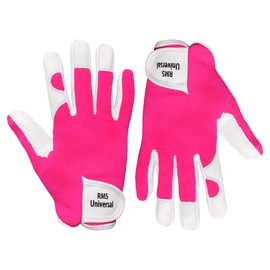 RMS Universal Ladies/Mens Leather Gardening Gloves Thorn Proof Garden work gloves - DIY Maintenance Glove, Breathable, Cut Protection, Household Gloves (Pink, Large)