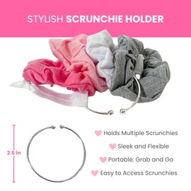 OOF! Scrunchie Holder + Assorted Hair Scrunchies | 6 Piece Set | Cotton Scrunchies + Satin Ponytail Elastic | Ring Holder + No Damage Scrunchies for Girls + Women | Cotton Candy Clouds Pink Bundle