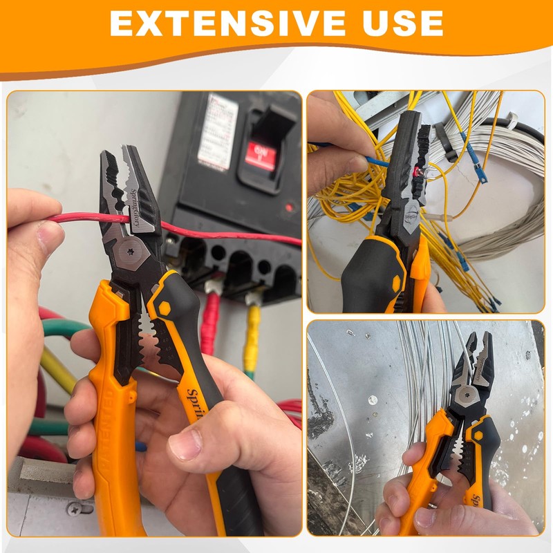 7-in-1 Linesman Pliers,9 inch Multipurpose Combination Pliers with Wire Stripper/Crimper/Cutter/Brake