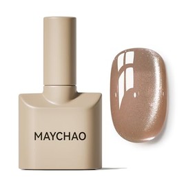 MAYCHAO- Esmalte de uñas en gel estilo ojo de gato de 15 ml, 1 pieza de esmalte de uñas en gel nude con imán, esmalte de uñas magnético holográfico   