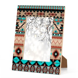 OMFUNS Ethnic Aztec 5x7 Picture Frames Colorful Geometric Photo Frames Collage for Wall Mounting Tabletop Display Wood Photo Picture Frame Home Office Decoration Family Friends Gift