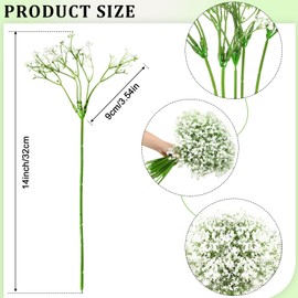 Ysleen 100 Pieces Artificial Flowers Plastic Baby Breath Flowers Faux Gypsophila DIY Floral Bouquets Arrangement Baby Breath Wedding Party Decoration for Party Home Office Garden Decor (White)